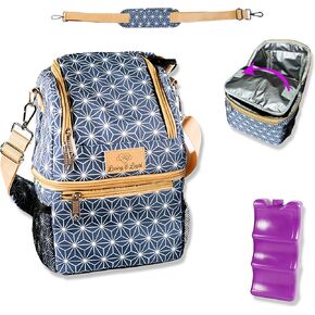 Breast Milk Cooler Travel Bag w/Ice Pack for (6) 9oz Bottles- Versatile Baby Bottle Cooler Bag with Ice Pack & Shoulder Straps - Durable Breastmilk Cooler Bag for Travel - Baby Bottle Bag for Daycare