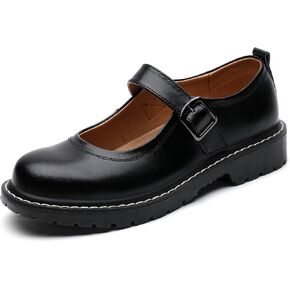 Mary Jane Shoes Women Mary Jane Flats Oxfords Leather Round Toe Non-Slip Casual Shoes Comfortable Dress Shoes Cute Girls School Shoes for Women