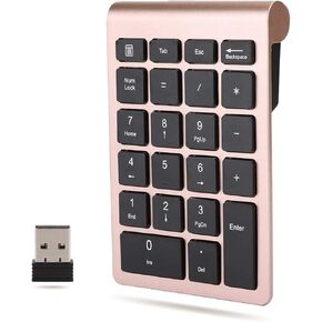 Yoidesu 22 Keys Number Pads, Numeric Keypad Portable 2.4 GHz Number Keyboard Financial Accounting Number Keyboard for Laptop, PC, Desktop, pro, Notebook, etc.(Rose Gold)