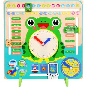 Montessori Wood Clock Teaching Aids Baby Weather Season Calendar Clock Time Cognition Preschool Education Toys for Children