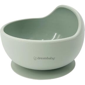 Dreambaby Silicone Suction Scooper Bowl - High Edge for Self Feeding - 100% Food Grade Silicone Bowl for Baby Led Weaning, Seafoam