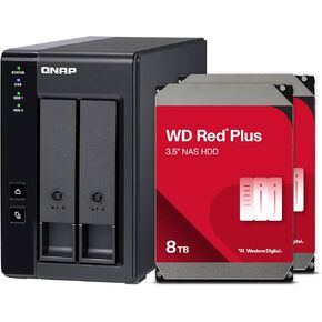 QNAP 2 Bay DAS with 8TB Storage Capacity, USB 3.2 Gen 2 Type-C, Preconfigured RAID 1 WD Red Plus HDD Bundle (TR-002-28WD-US)