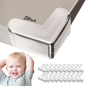 Corner Protector for Baby, Clear Furniture Corner Guard & Edge Safety Bumpers for Table Edges & Sharp Corners - Baby Proofing (L Shape) 20 Pack