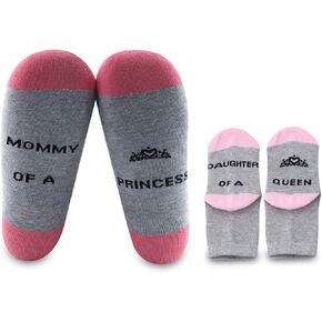MBMSO Mother and Daughter Matching Socks Mommy of a Princess Daughter of a Queen
