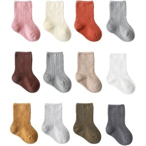 FYLuoke Baby Girls Boys Socks Infant Cotton Unisex-Baby Crew Socks for Skid Toddler Ankle Socks Set 12 Pairs