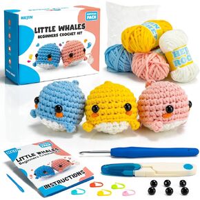 Crochet Kit for Beginners, 5PCS Crochet Plant Kit for Adults Kids-Amigurumi Crochet Kit Include Every Tool, Videos Tutorials, Crochet Starter Kit Learn to Crochet Kit Gift for Birthday, Easter