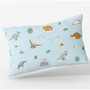 Mulberry Toddler Silk Pillowcase for Hair and Skin | 19 Momme | Natural Hypoallergenic Cooling Pure Mulberry Pillow Cases with Hidden Zipper | Toddler 13" x 18", Dino