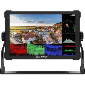 FEELWORLD T10 10.1 inch Camera Field DSLR Monitor Touchscreen with Waveform HDR and 3D LUT Out Aluminium Housing Rubberized Protective Corner Design