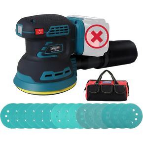 Cordless Sander(No Battery), Brushless 5 Inch Random Orbital Sander with Dust Collector, Various Speed, Portable Polisher for Woodworking, Furniture, Car