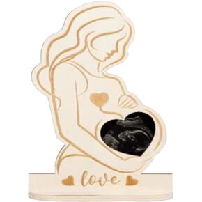 H&W Heart Ultrasound Picture Frames,Baby Sonogram Picture Frame,Wooden Ultrasound Frame for Pregnant Women,Ultrasound Photo Frame Maternity Gifts for First Time Moms