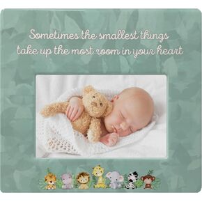 BANBERRY DESIGNS Baby Keepsake Photo Frame - Cherish Every Moment with 'Sometimes the Smallest Things' Saying - Newborn Nursery Decor - 8" x 7.25" - Holds a 4" x 6" Photo