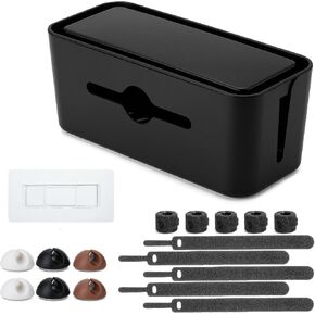 Bates- Cable Management Box, Medium, Cable Organizer Box, Cord Organizer Box, Cable Box Organizer, Cord Management Box, Cord Hider Box, Cord Box for Wires on Floor, Power Strip Cover Box Baby Proof