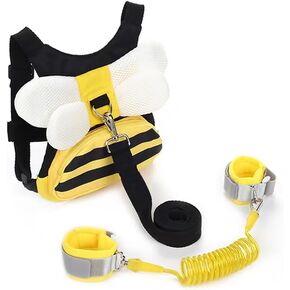 PandaEar 3 in 1 Toddler Harness Leashes + Anti Lost Wrist Link, Kids Bee Safety Backpack Harness with Children Leashes, Child Anti Lost Leash for Girls Boys Outdoor
