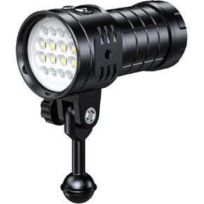 Dive Light, Diving Flashlight for Underwater Photography, 6500 Lumens Rechargeable Dive Lights Scuba Diving, 200M Underwater Video Light with 6 Modes, Underwater Flashlight for Diving