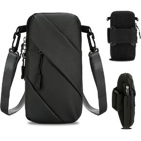 Phone Arm Bands for Running Armband Cell Phone Holder,Crossbody Bags for Women Men Kids,iPhone 15 14 13 12 11 Pro Max Xs Xr 8 7 6S 6 Plus SE Mini,Galaxy,Workout,Exercise,Walking,Gym Arm Bag Black