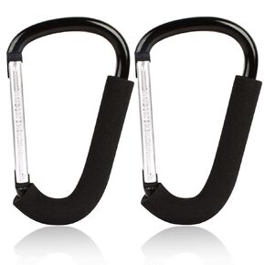 Large Carabiner Clip Stroller Hooks: 6.3" D Shape Large Buggy Carabiner Hook - Mommy Hook for Stroller Heavy Duty - Pram Pushchair Stroller Clip - Shopping Accessories Bag Holder Hook