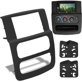 ECOTRIC High Grade Double DIN Stereo Dash Kit Compatible with 2002-2005 Dodge Ram 1500 2500 3500 Pickup Black Without Wiring Harness