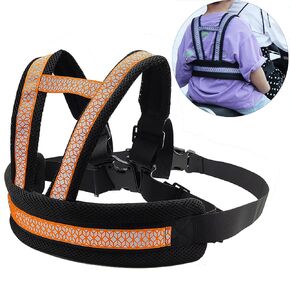 Child Motorcycle Safety Harness for Kids Reflective Anti-Fall Bike Motorcycle Back Seat Safety Belt Adjustable Harness Leash with Added Padding on Shoulders Waist for Cycling Riding Age 2-12Yrs