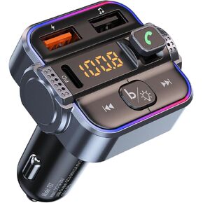 Bluetooth 5.3 FM Transmitter Car Adapter, Dual Micphone Hands-Free Calls Wireless Radio Receiver, PD 30W & QC3.0 Fast Car Charger