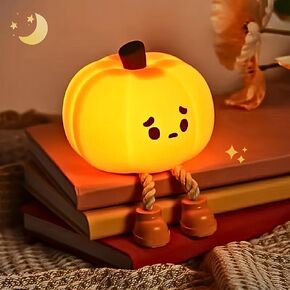 Halloween Pumpkin Night Light,3 Level Dimmable Nursery Nightlight,Cute LED Lamp, Silicone Dimmable Nursery Nightlight for Kids, Funny Office Desk and Halloween Decor for Woman and Kids