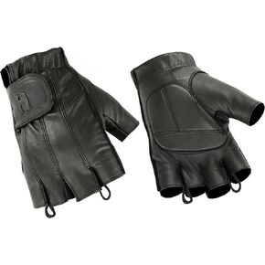 Hugger Full Finger Fingerless Black Deer Soft Leather Gloves w/Gel Padded Palms - Driving, Motorcycle Riding, Police, Outdoor