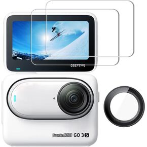 Lens Guard Protector for Insta360 GO 3s LCD Screen + Insta 360 Lens [1+2 Pack] Tempered Glass Bubble Free