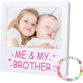 2 Pcs Big Sister Gifts for Girls Big Sister Picture Frame Big Sisters Bracelet Gifts for Little Girls Gift Nursery Room Decor(Brother)