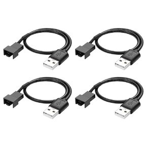 GINTOOYUN 4 قطع USB إلى 4 Pin/3 Pin PWM Fan Power Cable 5V USB Type-A إلى 4 Pin/3 Pin Two Core PWM Fan Power Cable لمشجعي الهيكل ومراوح وحدة المعالجة المركزية وما إلى ذلك (11.81 بوصة)