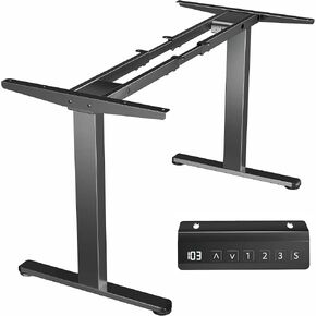 VIVO Electric Stand Up Desk Frame, DIY Workstation, Frame Only, Dual Motor Ergonomic Standing Height Adjustable Base with Memory Controller, Black, DESK-E-200B