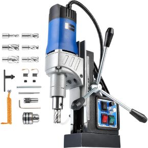 ZELCAN Mag Drill Press with 6 Drill Bits, 1550W Portable Magnetic Drill Press with 2" Boring Diameter, 0-580 rpm Stepless Speed & Reversible Direction, 2922 lbf Drilling Machine for Metal Surface