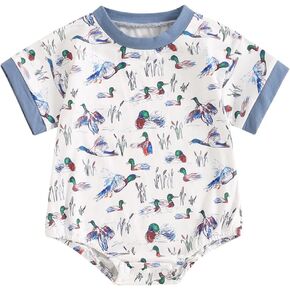 Pudcoco Baby Boys Romper Mallard Duck Hunting Baby Summer Clothes Short Sleeve T-shirt Bodysuit