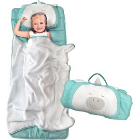 Lulyboo Kids Sleeping Bag with Removable Pillow & Carry Handle - Cozy Comforter, Strap Closure, Toddler Nap Mat for Daycare, Preschool, Travel - Ages 3-6 - Ideal Gift. Unicorn