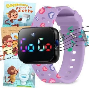 Potty Training Watch for Kids V2 – A Water Resistant Potty Reminder Device for Boys & Girls to Train Your Toddler with Fun/Musical & Vibration Interval Reminder with Potty Training eBook (Hearts)
