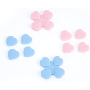 GeekShare Silicone Cross D-Pad Button Caps Set Heart Shape Joystick Cover - ABXY Key Buttons Sticker Compatible with Nintendo Switch/OLED Joy-Con - Pink & Blue
