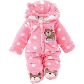 Baby Snowsuit Uniesex Infant Winter Warm Fleece Jumpsuit Girls Boys Hooded Footie Thicken Cute Coat