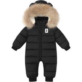 Baby Boy Winter Warm Snowsuit Jacket Toddler Girl Jumpsuit Fleece Snow Suit Coat