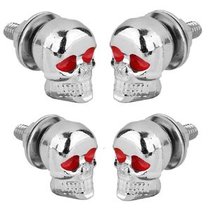 venveal Skull License Plate Screws Universal Car Motorcycle License Plate Frame Bolts Fasteners 3D Skull Stainless Steel Windscreen Trim Cover Replacement Kit (Black, 4 Pack)