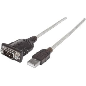 Manhattan USB to RS232 Serial Adapter Converter – Long 18 Inch Cable Cord, 24 AWG - Connects Serial Device to a USB Port, FTDI Chipset, Compatible with Window, Linux, Mac – 3 Year Mfg Warranty–205153