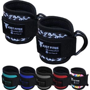 Just Fitee Ankle Straps for Cable Machines (Pair) - Double D-Ring Attachment, Fully Adjustable, Breathable Comfort Neoprene - for Legs, Glutes, Abs and HIPS Workouts - Fits Women & Men