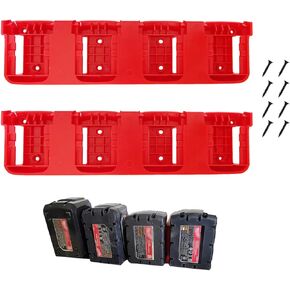 2Pcs Battery Holder 4 Slot Bulk Battery Garage Organizer Mount Fit for Milwaukee M18 Battery