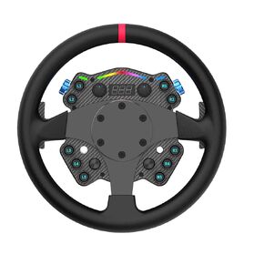 CAMMUS Racing Simulator Steering Wheel C12, Leather Steering Wheel Cover + Multifunction Controls, Real Force Feedback, Magnetic Paddle Shifters, PC High Performance Operation - Black