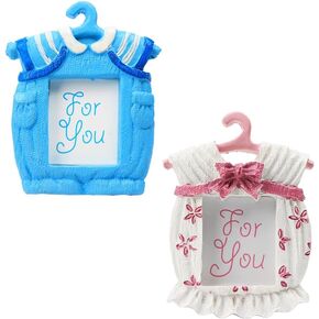 2Pcs Mini Cute Resin Pink Blue Photo Frame 7 x 9 cm