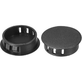 PATIKIL 35mm (1.4") Plastic Hole Plugs, 50Pcs Flush Type Round Hole Plugs Cover Snap in Locking Hole Tube for Table Kitchen Cabinet Furniture, Black