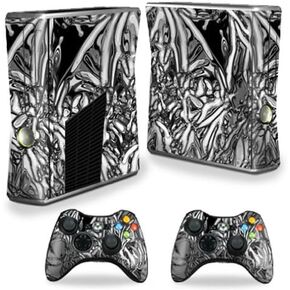 MightySkins Skin Compatible with Microsoft Xbox 360 S Slim + 2 Controller Skins wrap Sticker Skins Chrome Water