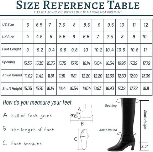 Knee High Boots Women Square Toe Tall Boots Chunky Block heels Long Boots Side Zipper Dress Fashion Boots in Kuwait