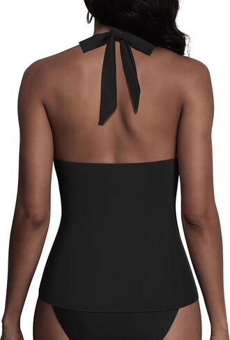 Firpearl Underwire Tankini Tops for Women Ruched Tummy Control Bathing Suit Tops Halter V Neck Swimsuit Top Only in Kuwait