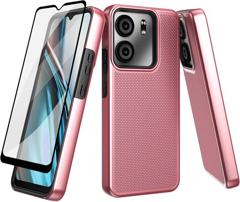 Ailiber for BLU View 5 B160V Phone Case, with Screen Protector, Dual Layer Shockproof Protective, Silicone Bumper Non Slip Back, Heavy Duty Rugged Cell Phone Cover for BLU View 5-Rose Gold in Kuwait