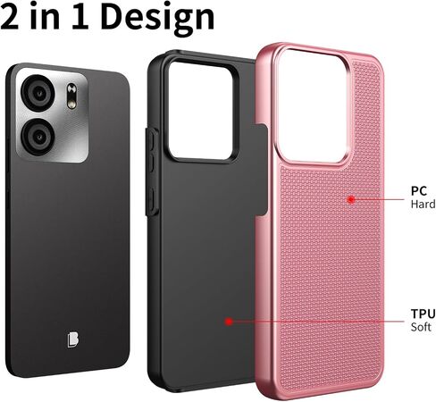 Ailiber for BLU View 5 B160V Phone Case, with Screen Protector, Dual Layer Shockproof Protective, Silicone Bumper Non Slip Back, Heavy Duty Rugged Cell Phone Cover for BLU View 5-Rose Gold in Kuwait