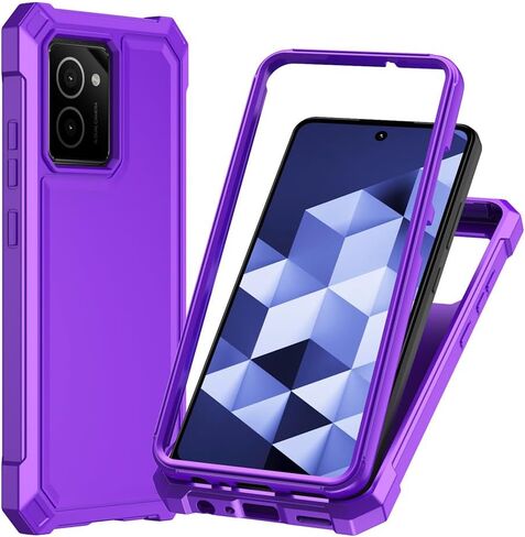 حافظة HMD Vibe N159V مع واقي شاشة، حماية كاملة للجسم الأمامي من البولي كربونات الخلفي من السيليكون الناعم، حافظة هاتف مقاومة للصدمات شديدة التحمل لهاتف HMD Vibe Purple in Saudi Arabia