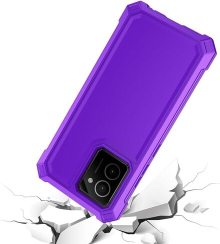 حافظة HMD Vibe N159V مع واقي شاشة، حماية كاملة للجسم الأمامي من البولي كربونات الخلفي من السيليكون الناعم، حافظة هاتف مقاومة للصدمات شديدة التحمل لهاتف HMD Vibe Purple in Saudi Arabia